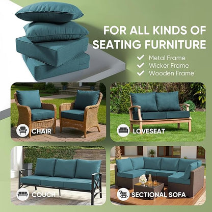 Outdoor Chair Cushions Set of 3, Waterproof 24x24 Patio Chair Cushion, Couch - Image 3
