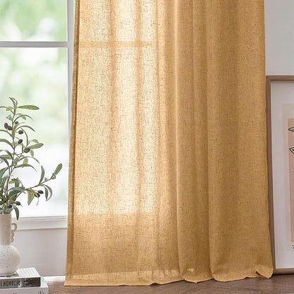 jinchan Linen Blend Curtains 84 inch Length 2 Panels - Image 3
