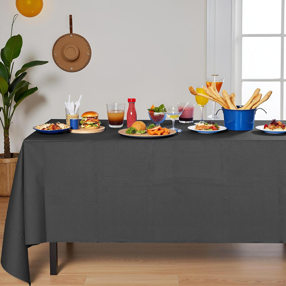 [6 Pack] Black Paper Tablecloth Disposable for Rectangle Tables, 54 X 108 Inc...