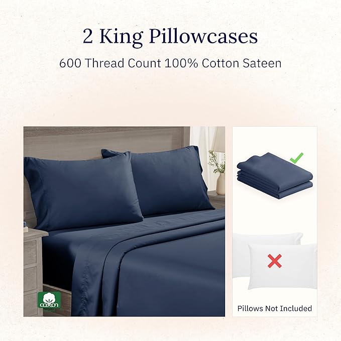 CALIFORNIA DESIGN DEN Luxuriously Soft Hotel Quality 600 Thread Count, 100% - Image 3