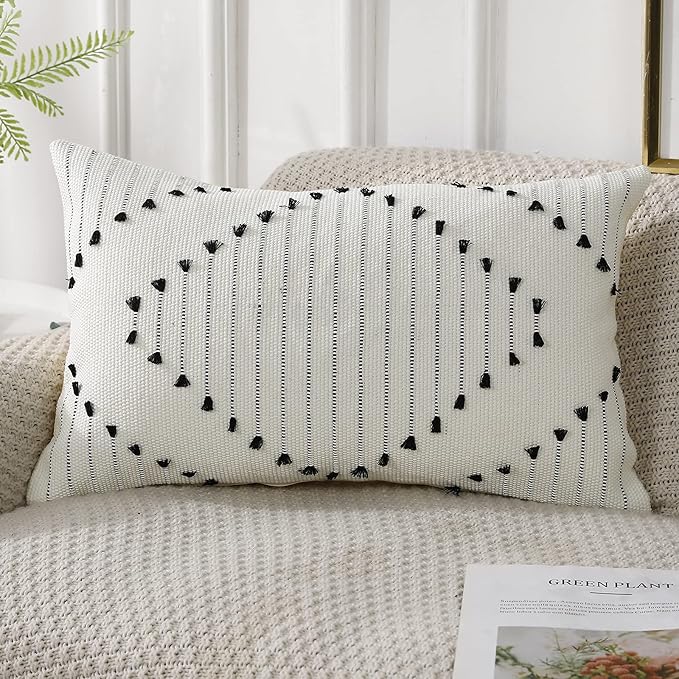 PANOD Knitted Boho Tufted Throw Pillow Covers by PANOD