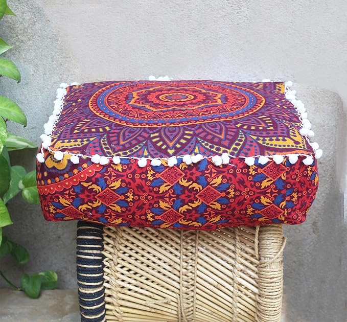 CRAFT KALA Large Hippie Mandala Meditation Floor Ottoman Pillow Cushion Pouf - Image 5