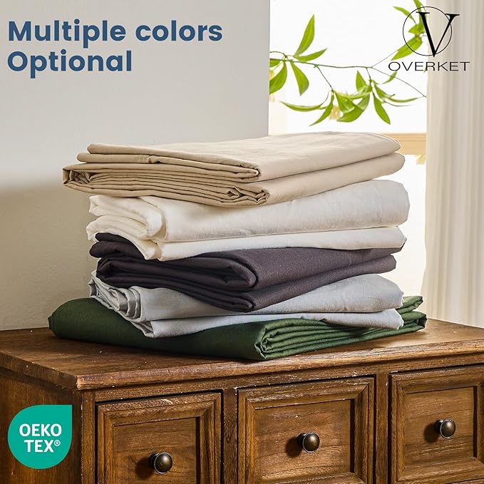 100% Linen Sheets California King Size, Breathable & Durable 4-Piece Bed Flax - Image 7