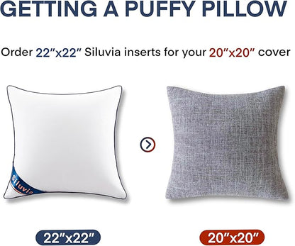 Siluvia 22"x22" Pillow Insert Set of 2 Square Throw 22 Pillows - Image 3