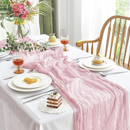 IVAPUPU 4 Pcs Cheesecloth Table Runner - 10ft Pink Boho Gauze Cheese Cloth - Image 8