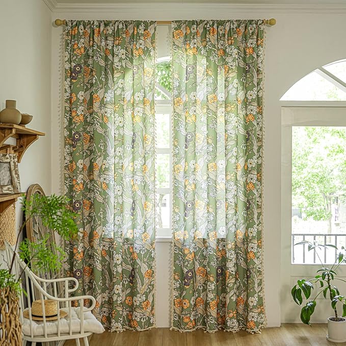 ENJOYBRIDAL Floral 84 Inch Curtains by ENJOYBRIDAL