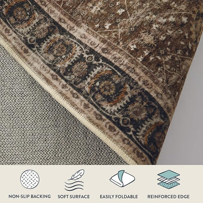 Lahome Boho 2x6 Brown Kitchen Runner Rugs Non Skid Washable, Vintage Carpet - Image 4