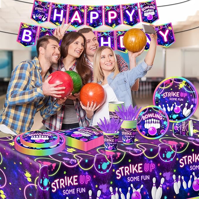 Bowling Birthday Tableware 142Pcs Let's Strike Up Some Fun Bowling Party - Image 4