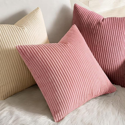 MIULEE Pack of 2 Corduroy Pillow Covers Soft Soild Striped Throw Pillow Covers - Image 2