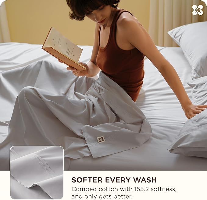 Bedsure Cooling Sheets, Rayon Derived from Bamboo & Cotton Blend, GentleSoft - Image 3