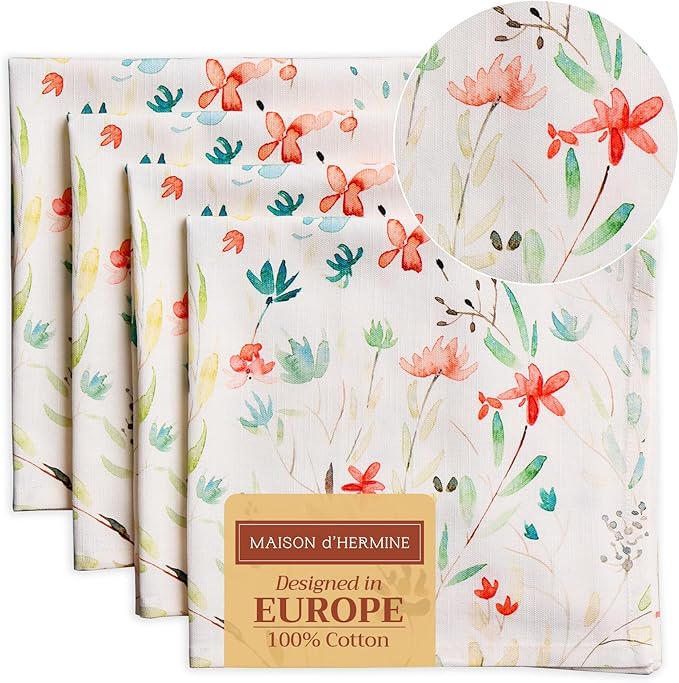 Maison d' Hermine Cloth Napkins Set of 4 100% Cotton Everyday Reusable Square by MaisondHermine