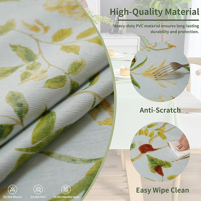 Rectangle Table Cloth, 100% Waterproof Tablecloth Oil Proof Spill Proof Vinyl - Image 3