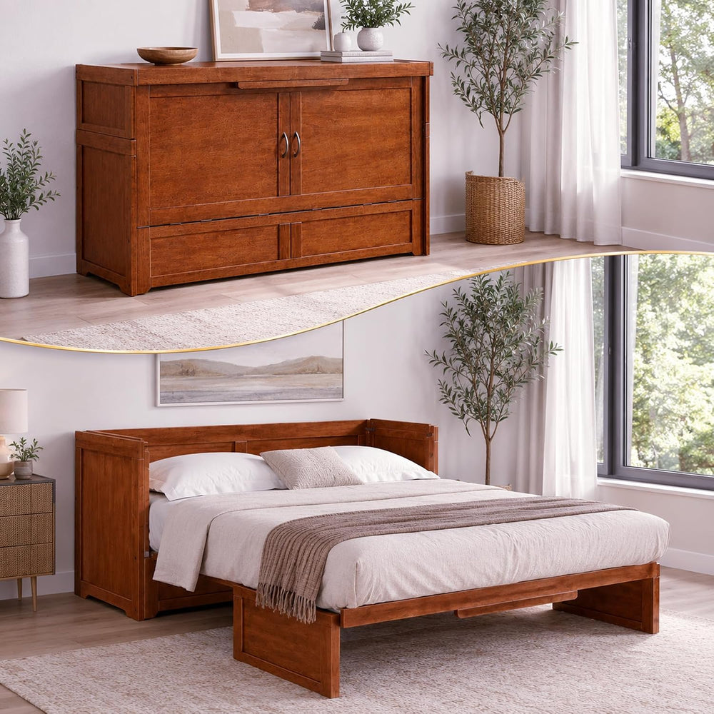 NIGHT & DAY Furniture Murphy Cube Cabinet Bed (Cherry)