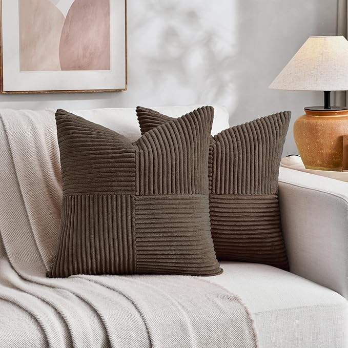 Fancy Homi 2 Packs Dark Brown Samll Decorative Throw Pillow Covers 14x14 Inch - Image 5