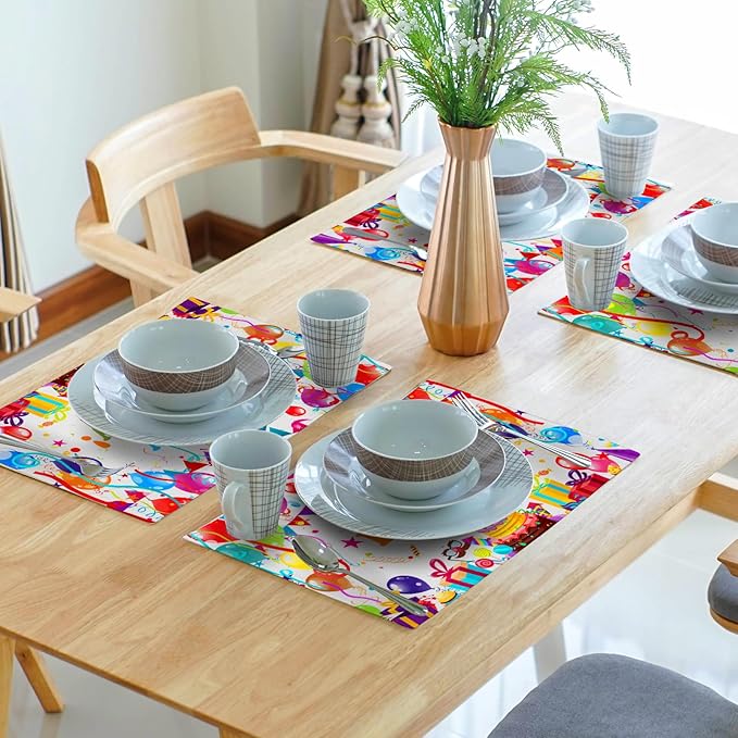 Giwawa Happy Birthday Placemats, Bithday Cake Gifts Decorative Table Mat Set of - Image 7