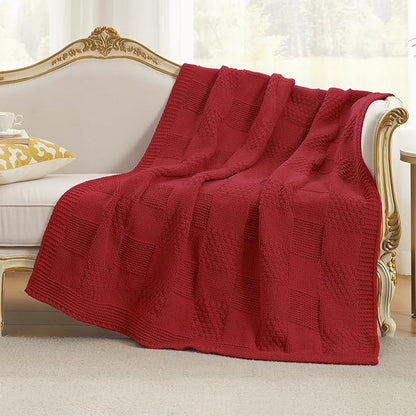 Amélie Home Checkered Chenille Knit Throw Blanket - Image 4
