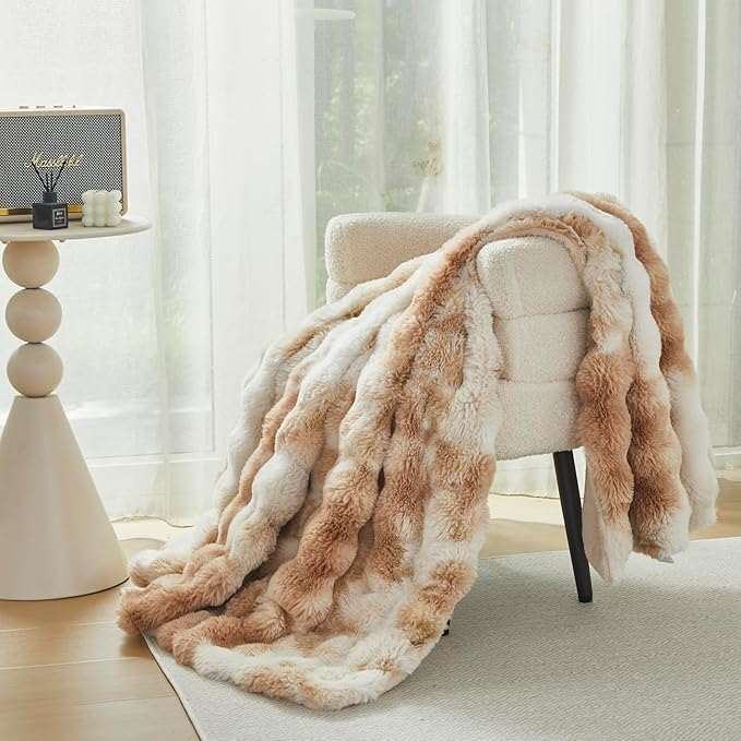 Faux Fur Throw Blanket for Couch Cozy Fuzzy Soft Plush Thick Fluffy Fleece - Image 4