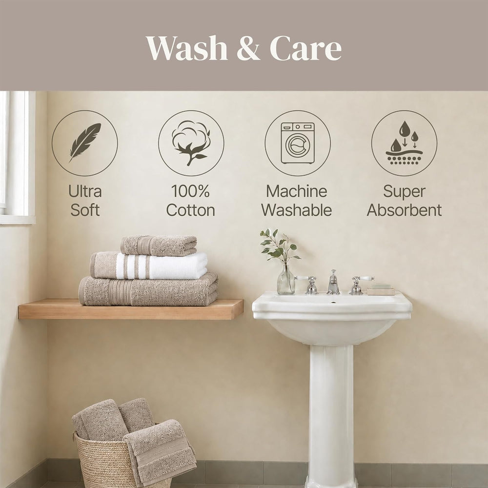 Modern Threads 6 Piece Bath Towel Set – Bathroom Towel Set with 2 Bath Towels...