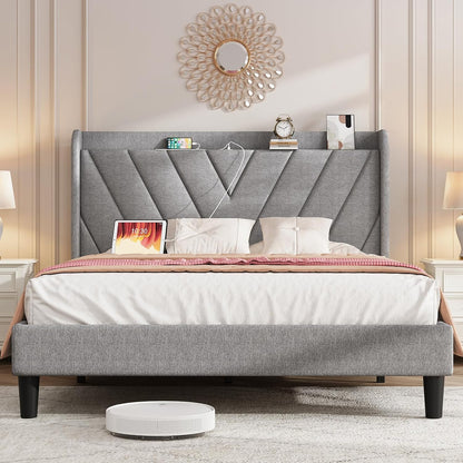 koorlian queen bed frame with headboard, adjustable upholstered, main product view