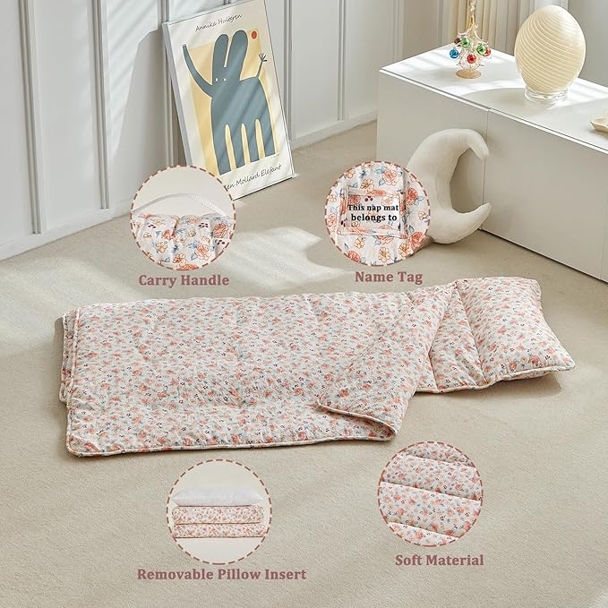 Toddler Nap Mat with Removable Pillow, Ultra Soft Slumber Bags - Image 5