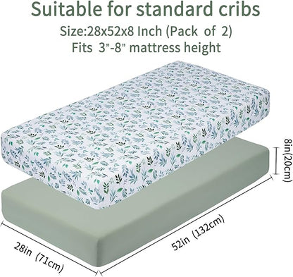 Baby Crib Sheets for Boys Girls, 2 Pack Fitted Crib Sheet for Standard Crib and - Image 6