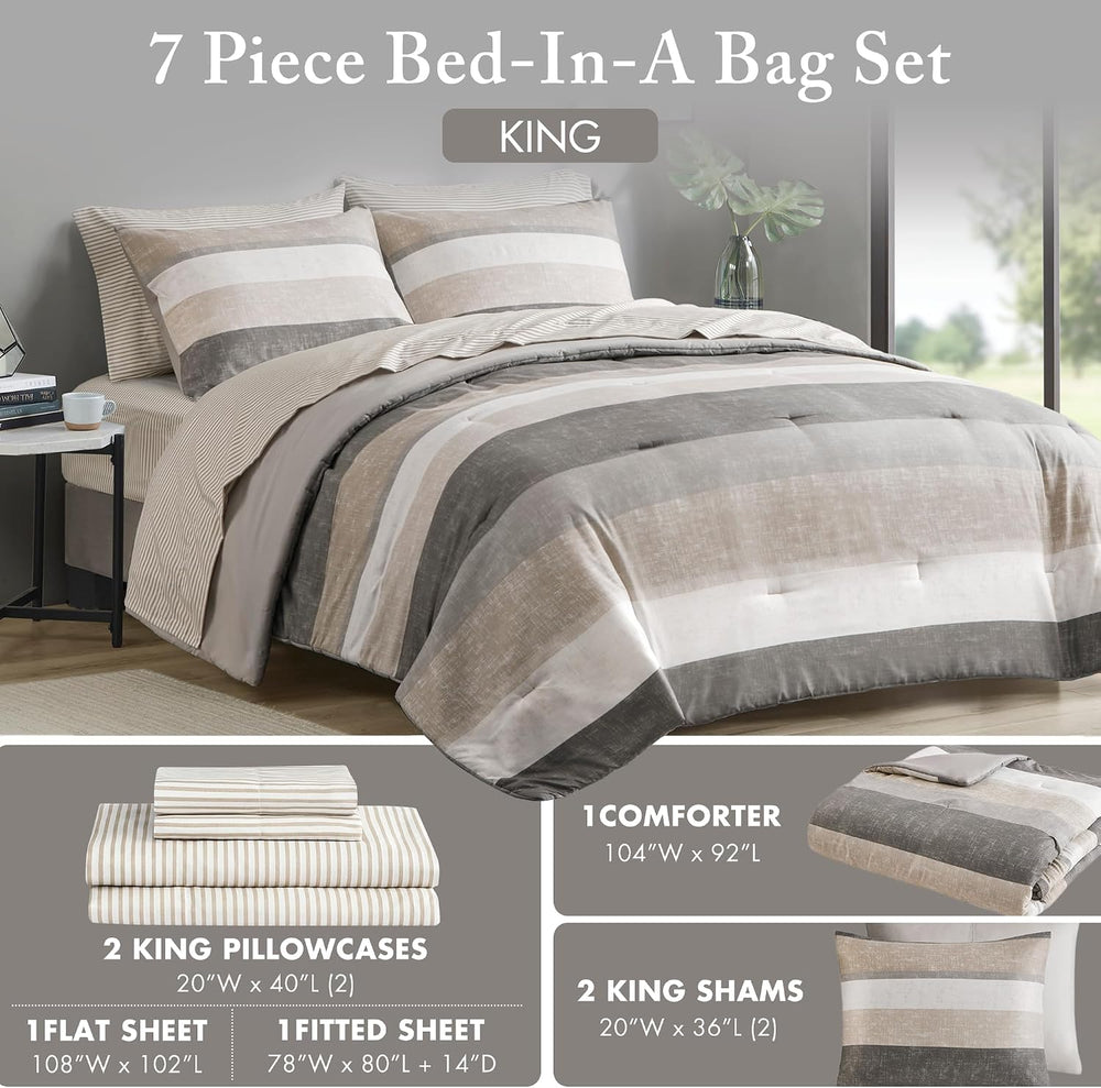 Madison Park Essentials King Comforter Set, Bed in A Bag Comforter & Shee...