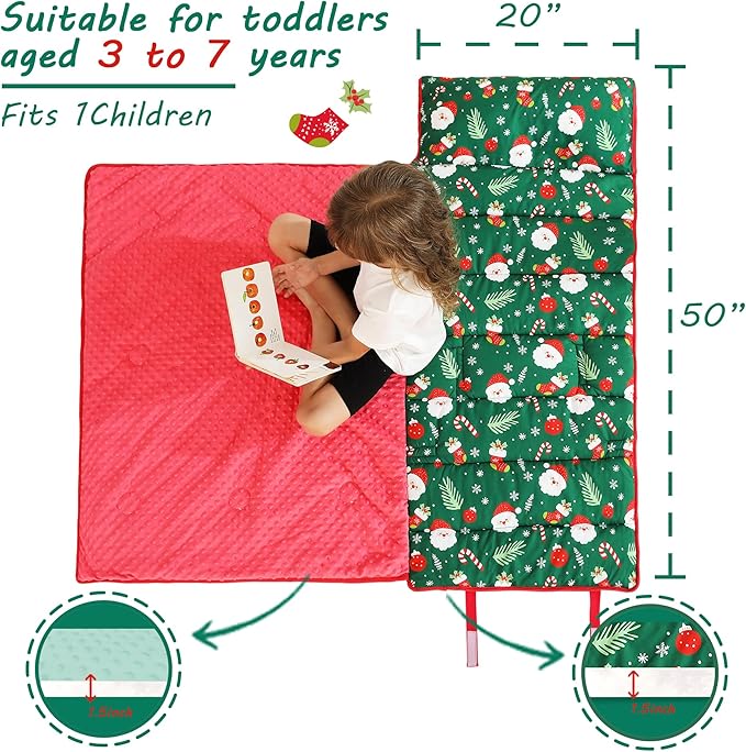 Toddler Nap Mat with Pillow and Blanket, Extra Large Rolled Napping Mats - Image 5