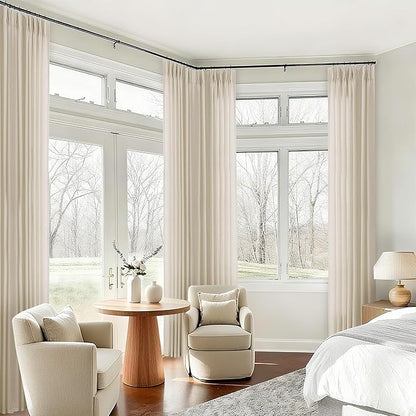 Cream Beige Linen Curtains 96 Inches Long Memory Shape Trained Pinch Pleated - Image 8