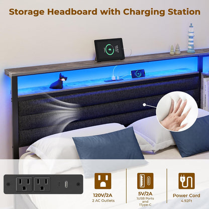 ourpic full corner bed frame with 3 storage, side view