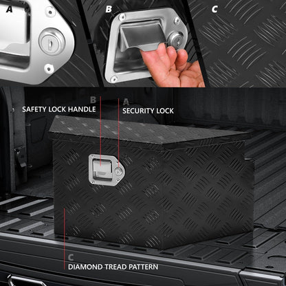 dna motoring trailer tongue box, lockable aluminum truck shown in use