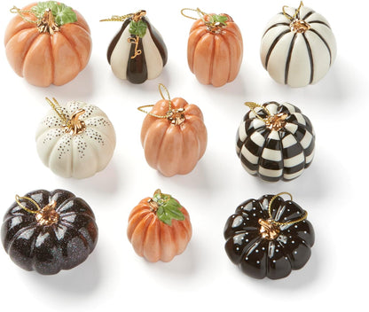 Lenox Pumpkin 10-Piece Mini Porcelain Halloween Hanging Ornament Set