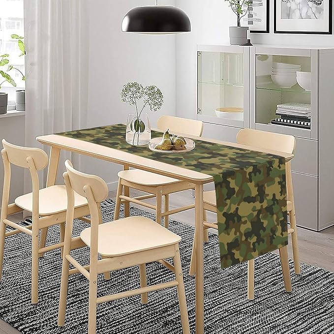 Camo Table Runner, Military Camouflage Coast Guard Force Soldier Hunting Themed - Image 2