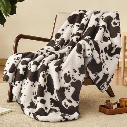 PHF Cute Cow Print Sherpa Throw Blanket by PHF