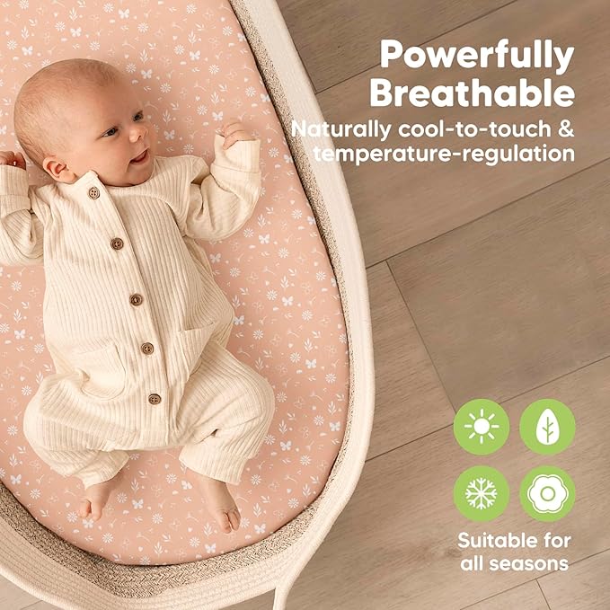 2-Pack Baby Bassinet Sheets Girl, Boy - Image 4
