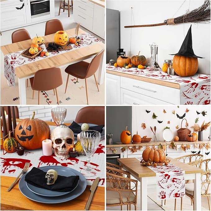 Happy Halloween Table Runner Scary Handprint Seasonal Holidays Indoor Outdoor - Image 5