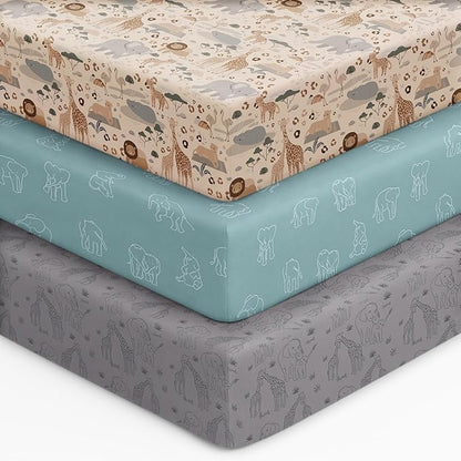 Baby Crib Sheets for Boys Girls, Breathable Soft Microfiber Baby Sheet Elephant by Unnivoll