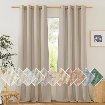 NICETOWN Thick Linen Blend 108 inches Long Curtains, Grommet Bedroom Window by NICETOWN