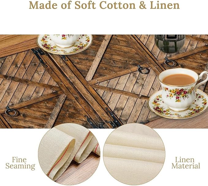 Rustic Barn Door Table Runner Retro Old Wooden Farmhouse Western Country - Image 5