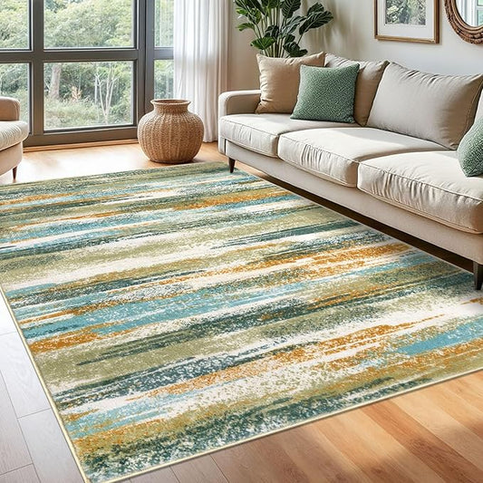 Modern Abstract 6x9 Machine Washable Living Room Rug Non-Slip Soft Bedroom Area by lansny