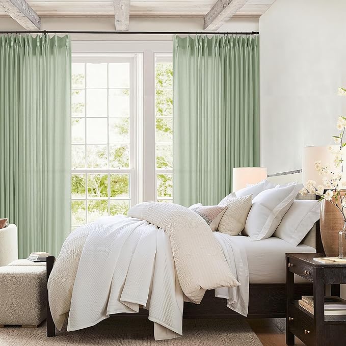 Pinch Pleat Linen Sheer Curtains 96 Inches Long 100 Inch Wide - Image 3