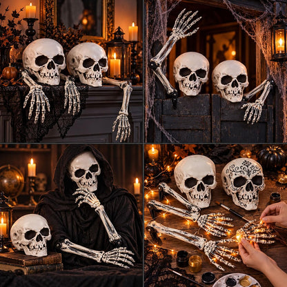 Zhanmai 6 Pcs Halloween Skeleton Outdoor Decor, Skulls Arms Graveyard Lawn
