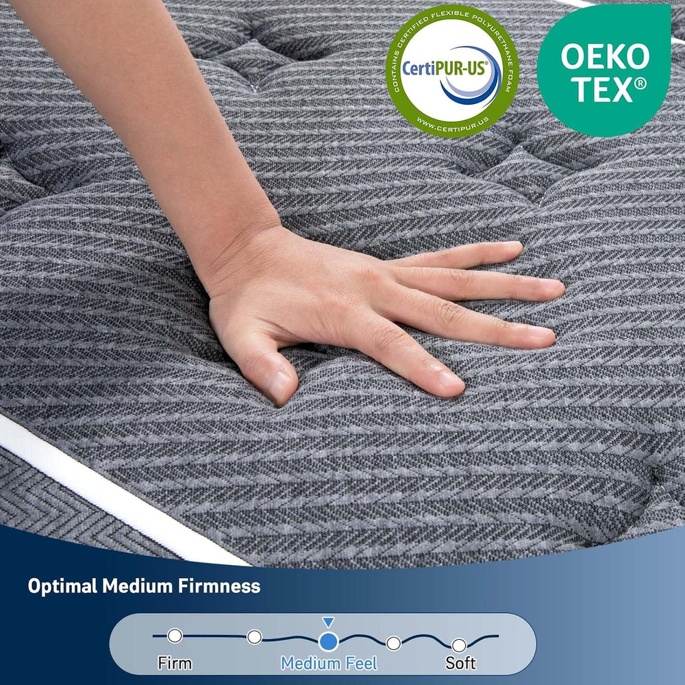 Full Mattress, 8 Inch Gel Memory Foam Hybrid Mattress, Medium Firm