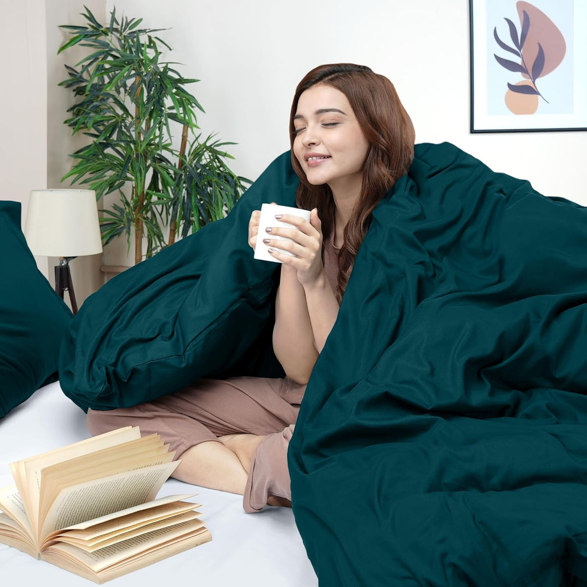duvet cover king, 3 piece cotton like polyester, close-up detail