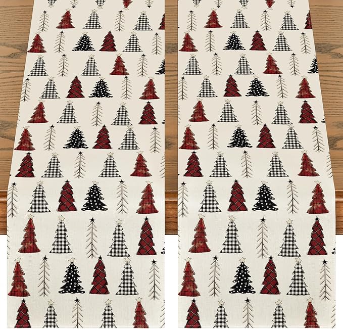 Artoid Mode Xmas Tree 2PCS Christmas Table Runner, Seasonal Winter Kitchen by ArtoidMode