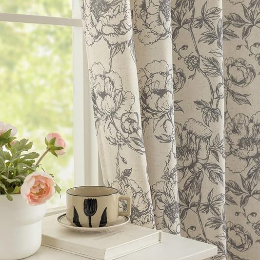 Vintage Floral Curtains 63 Inch Length by Conkov