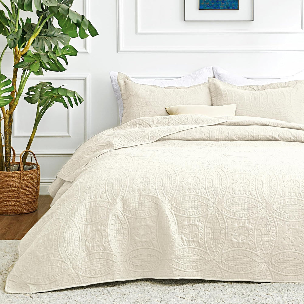 Love's cabin King Size Quilt Bedding Set Beige Bedspreads - Bed Summer Li...
