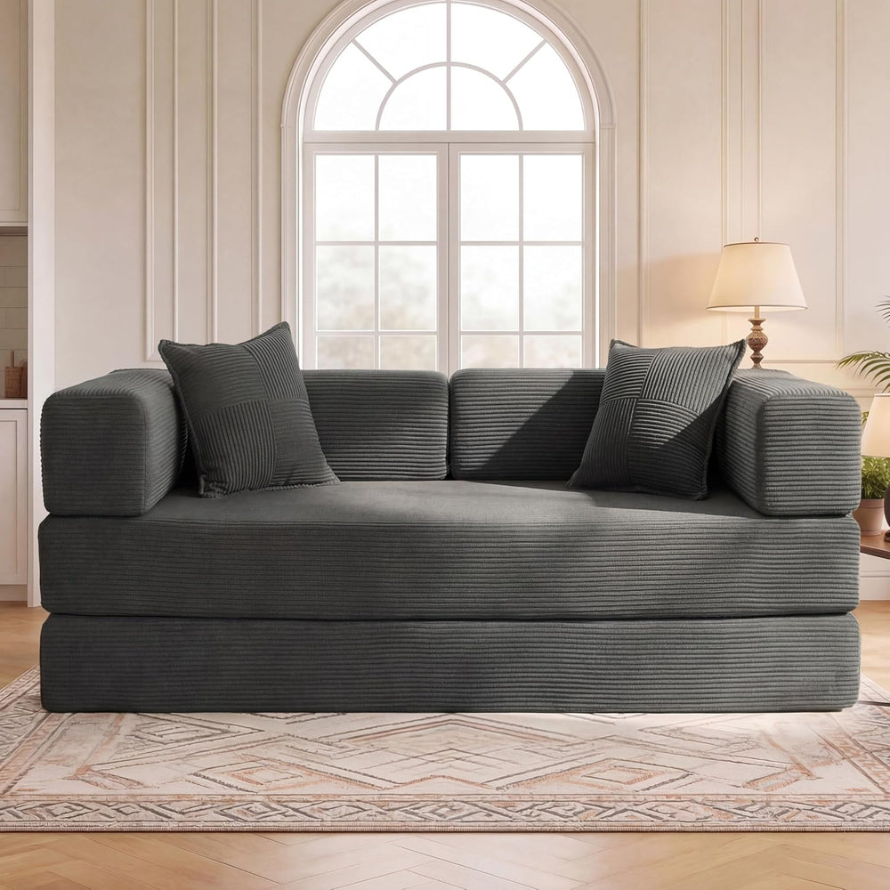WEUP 5-in-1 Convertible Sofa Bed,80" Folding Boneless Couch with Fixed-S...