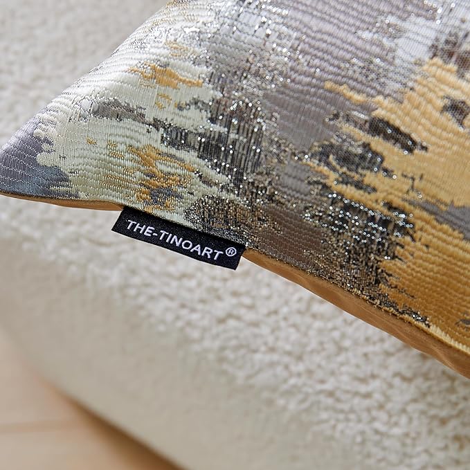 THE-TINOART Gold Ombré Jacquard Pillow Cover 20x20 Inches - Image 7