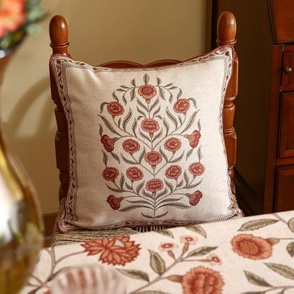 ISAENNE Design Linen Square Vintage Throw Pillow Covers 18"x18", Brick Red - Image 7