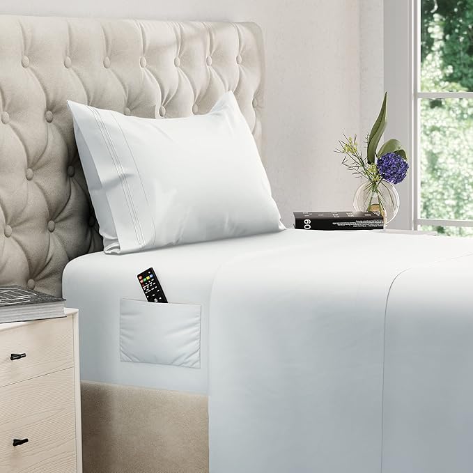 DREAMCARE Twin XL Sheet Sets – 3pcs Cooling Sheets – up to 15” Deep Pocket Twin by DREAMCARE